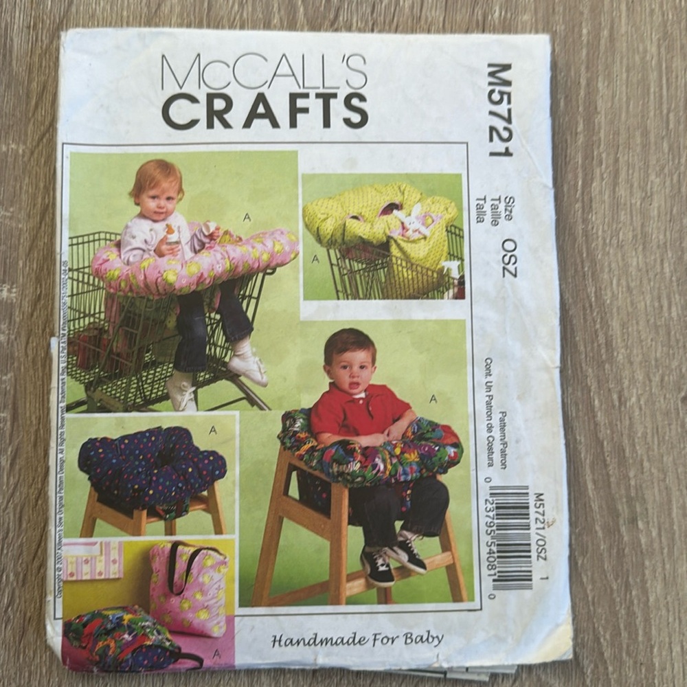 McCalls Children M5721 Pattern cart Cover converts to tote bag &high chair uncut